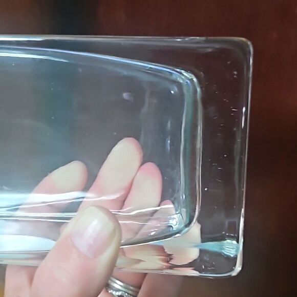 Vintage MCM High Quality Heavy Cut Glass Rectangle Heavy Vase - Picture 4 of 6